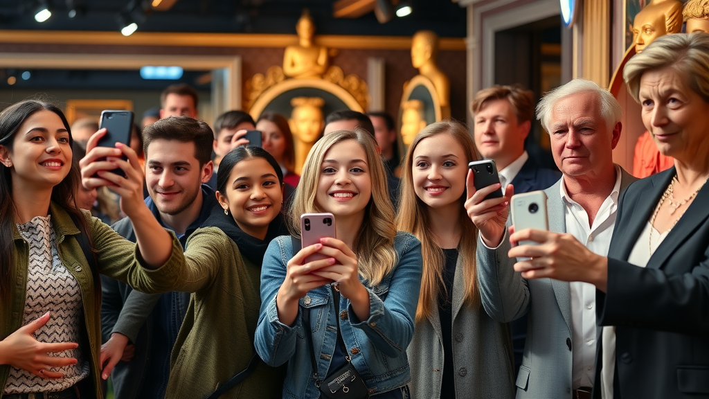 Curious teens and parents take selfies with celebrity wax figures at the Hollywood Wax Museum in Myrtle Beach, surrounded by glittering displays and red carpet. Myrtle Beach wax museum family fun