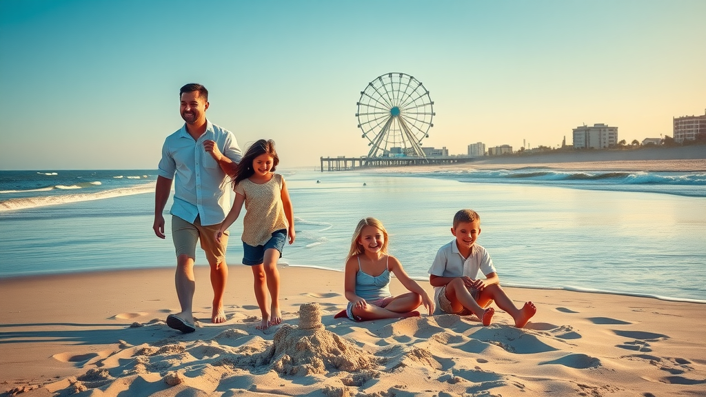 Living in myrtle beach vibrant coastline families smiling sandy shore SkyWheel ocean