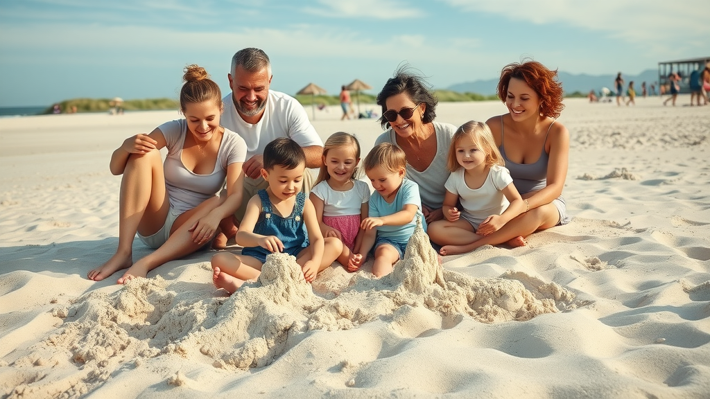 Happy family on Surfside Beach best neighborhoods to live in myrtle beach for families