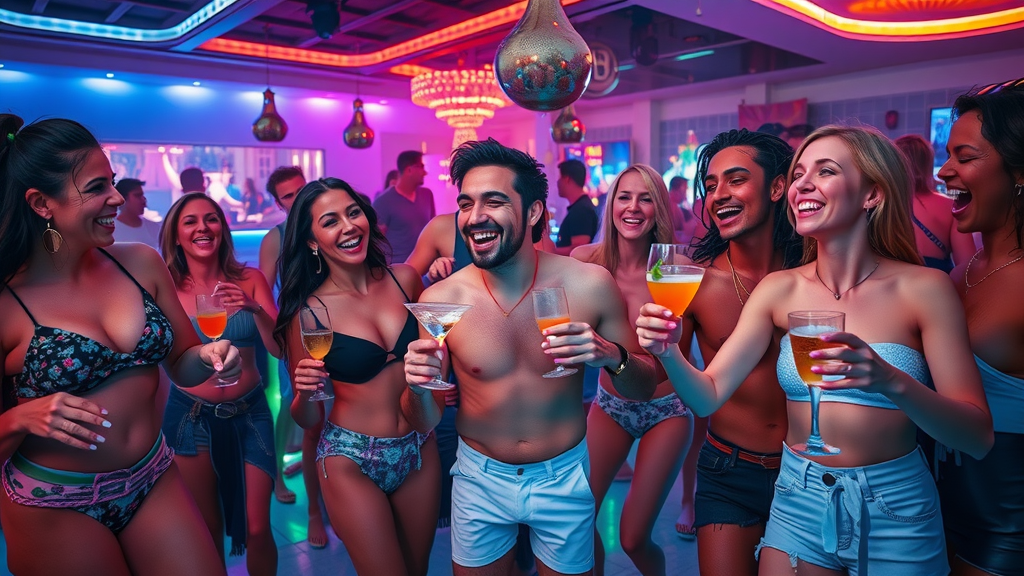 energetic beach nightclub, stylish adults dancing, Myrtle Beach nightlife, South Carolina keyword