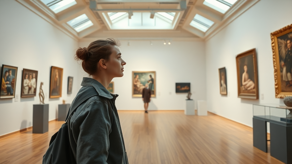Young adult exploring Myrtle Beach Art Museum for local arts, entertainment, and cultural things to do