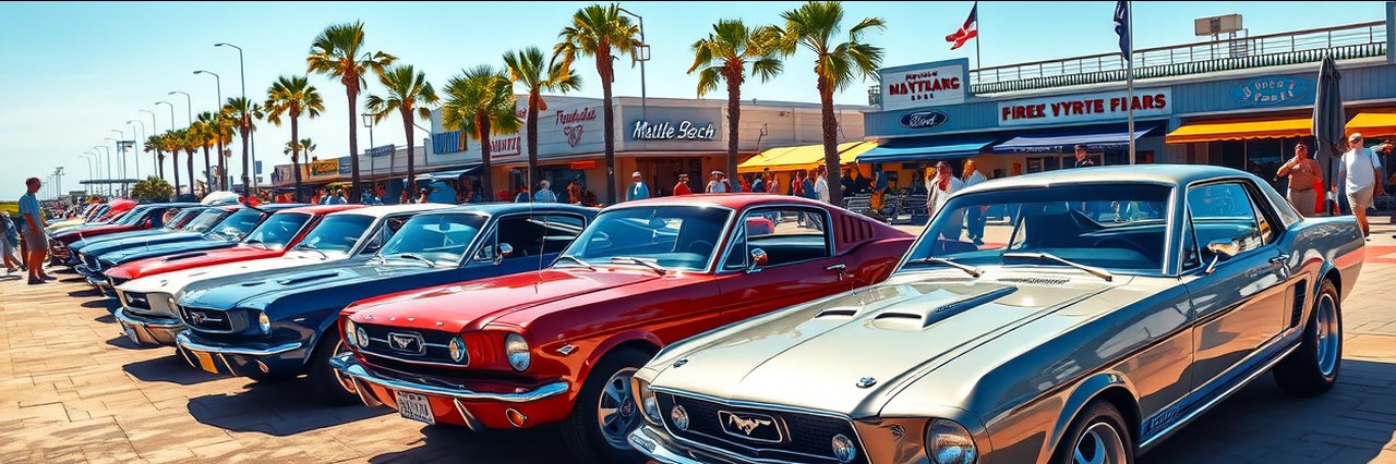 Classic Mustangs at Myrtle Beach Mustang Car Show 2025 under sunny skies