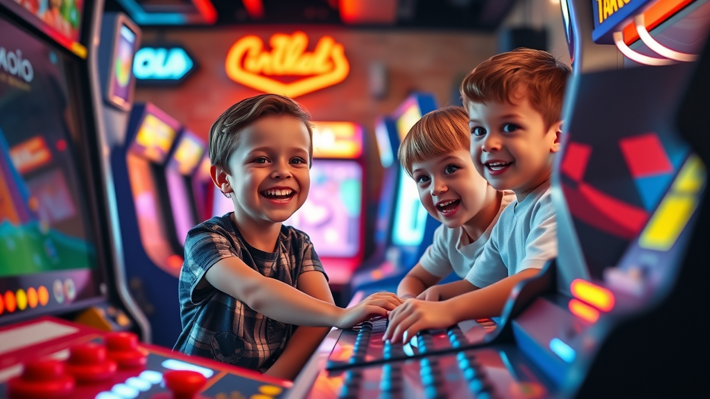 Kids having fun at arcade, Indoor rainy day things to do in Myrtle Beach under 10
